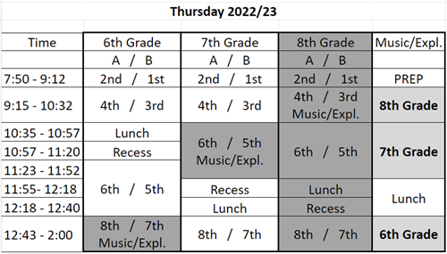 Bell Schedule